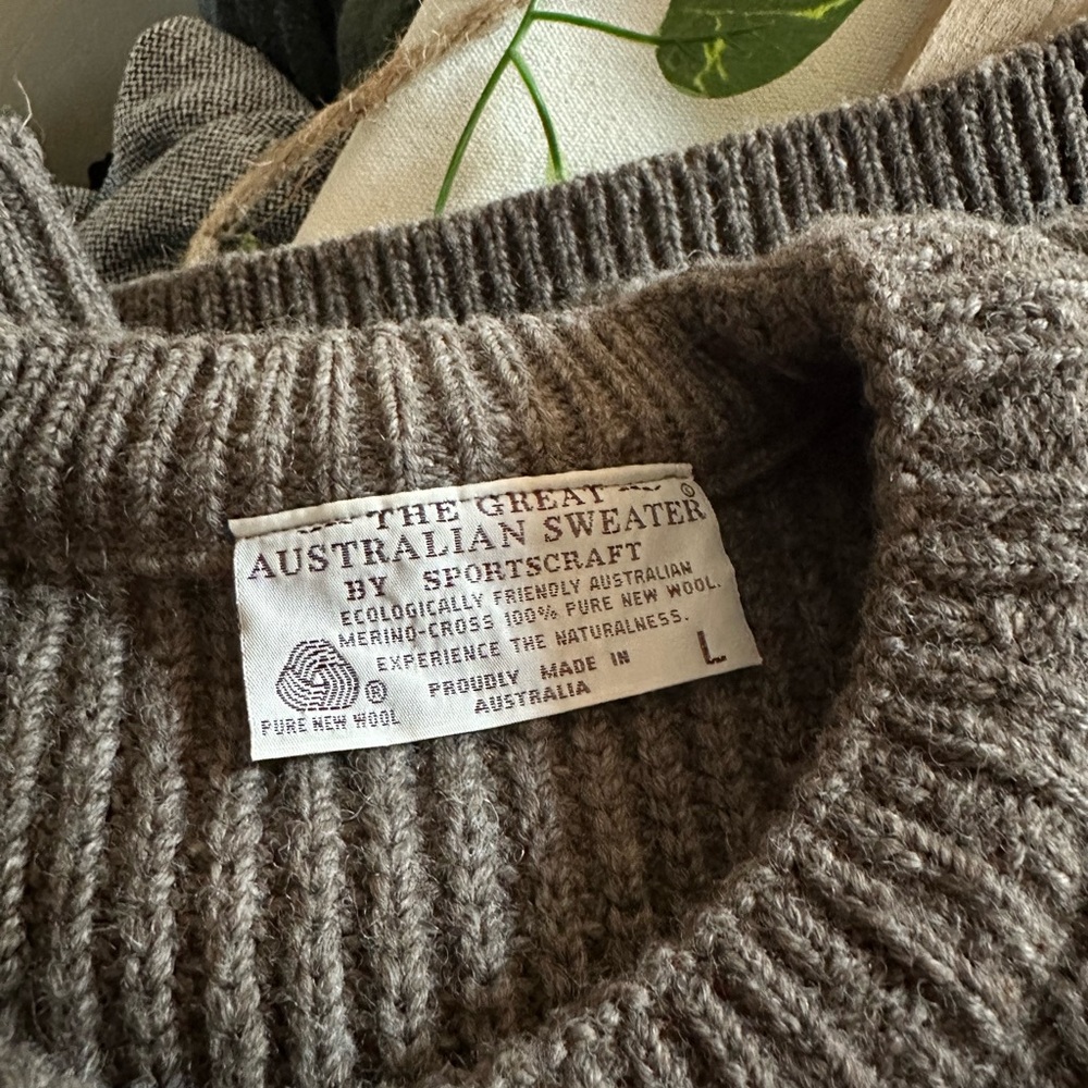Vintage merino wool sweater mocha The Great Australian Sweater by Sportscraft L